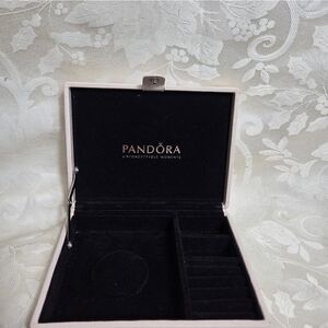 Pandora Beige Leather Jewelry Box Travel Case